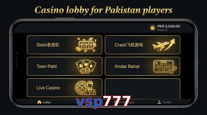 Lobby view of Vsp777 for Pakistan users